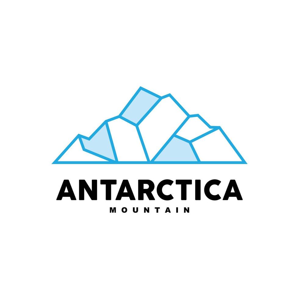 Iceberg Logo, Antarctic Mountains Vector In Ice Blue Color, Nature Design, Product Brand Illustration Template Icon