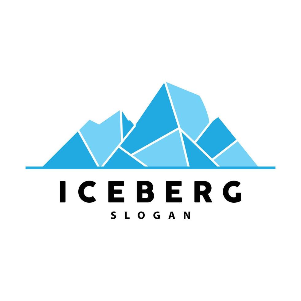 Iceberg Logo, Antarctic Mountains Vector In Ice Blue Color, Nature Design, Product Brand Illustration Template Icon