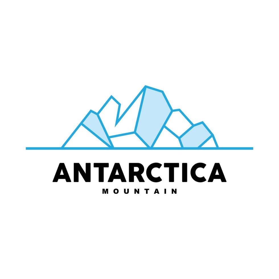 Iceberg Logo, Antarctic Mountains Vector In Ice Blue Color, Nature Design, Product Brand Illustration Template Icon