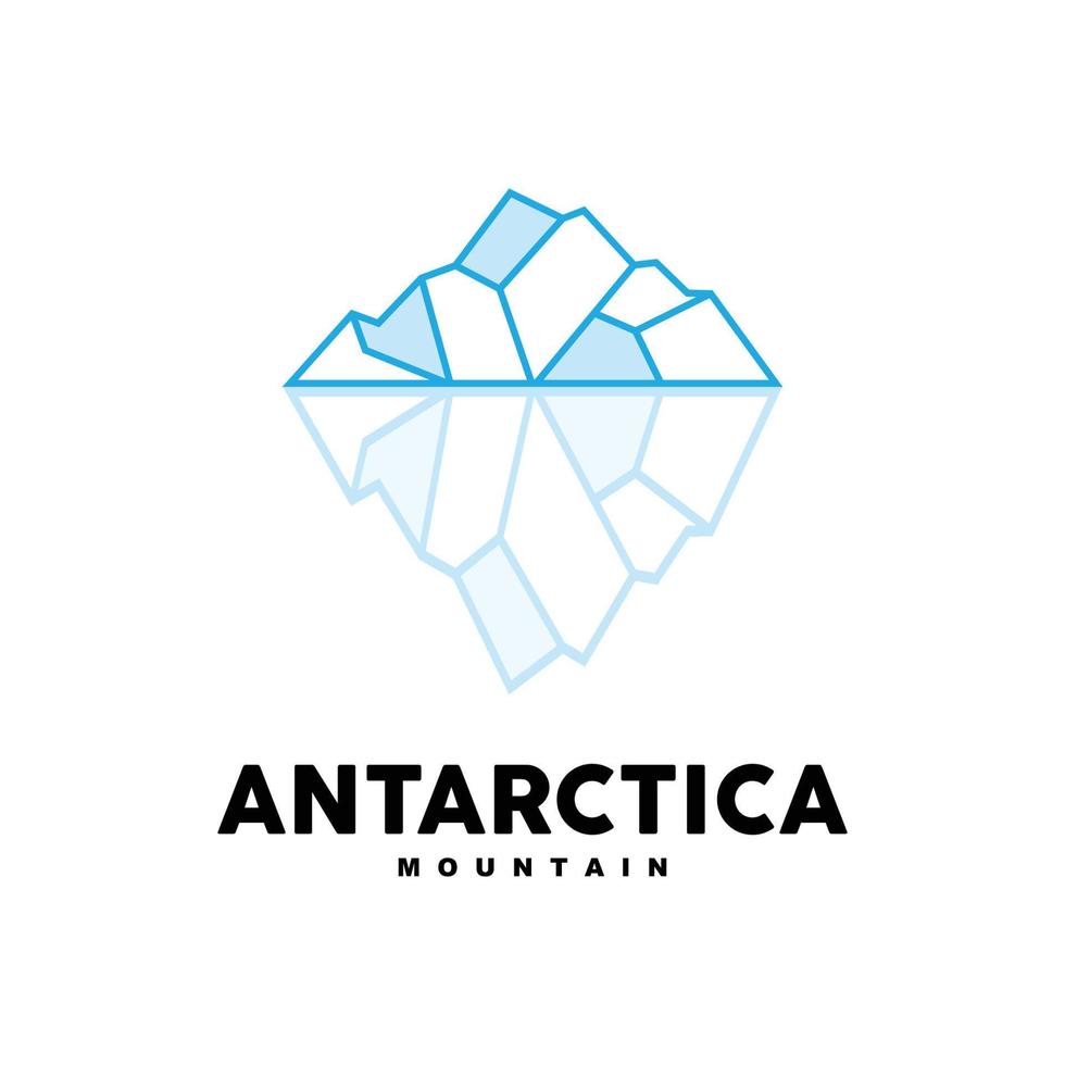 iceberg logo, antártico montañas vector en hielo azul color, naturaleza diseño, producto marca ilustración modelo icono