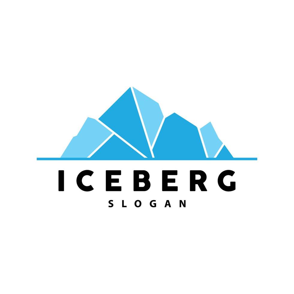 Iceberg Logo, Antarctic Mountains Vector In Ice Blue Color, Nature Design, Product Brand Illustration Template Icon