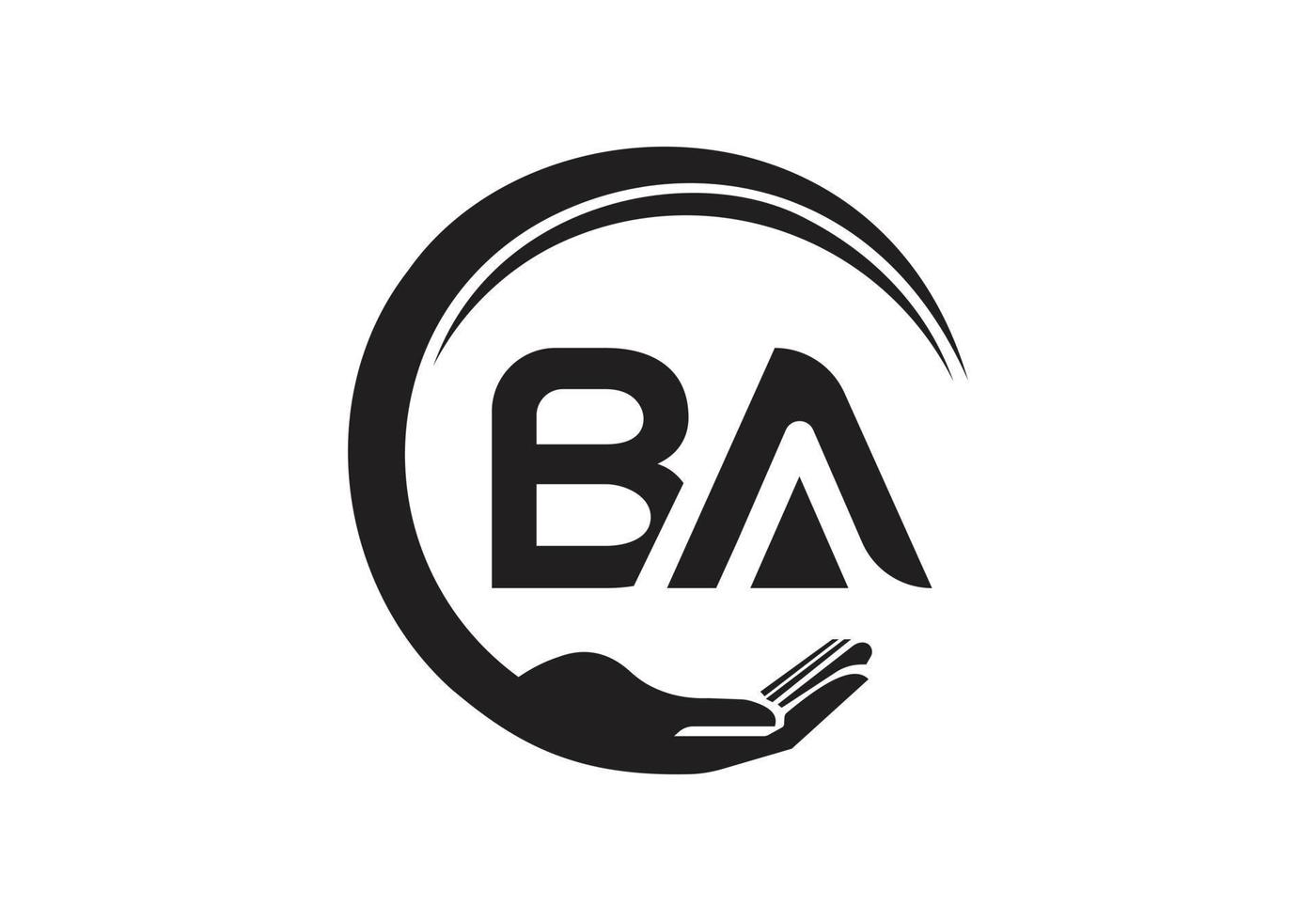 BA text and green leaf design vector