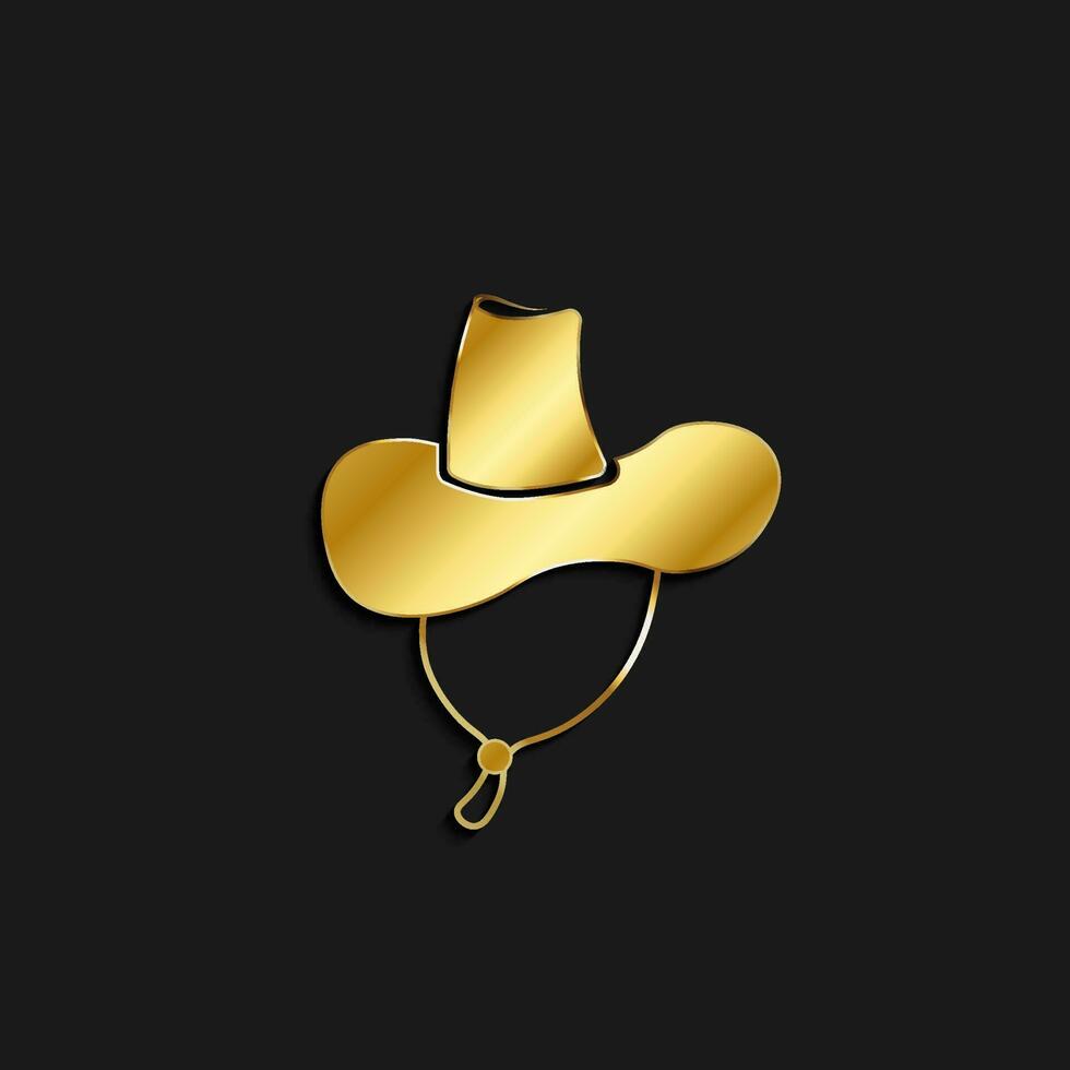 Hat, beach, summer, icon gold icon. Vector illustration of golden style on dark background