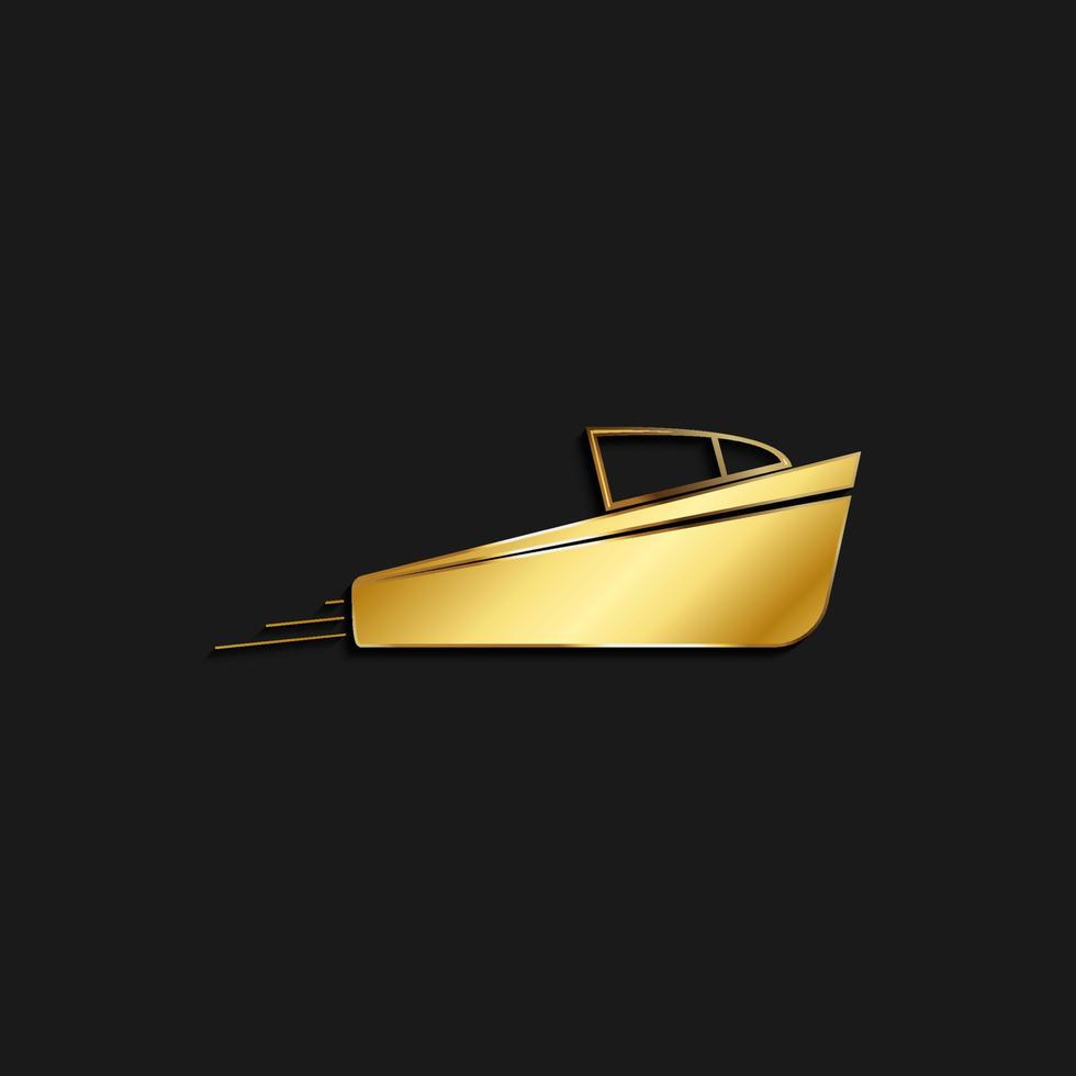 Yacht, icon, ship gold icon. Vector illustration of golden style on dark background