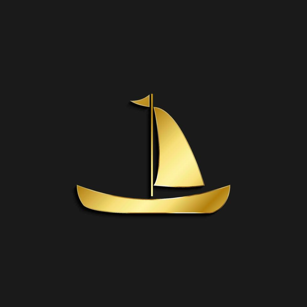 Boat, icon gold icon. Vector illustration of golden style on dark background