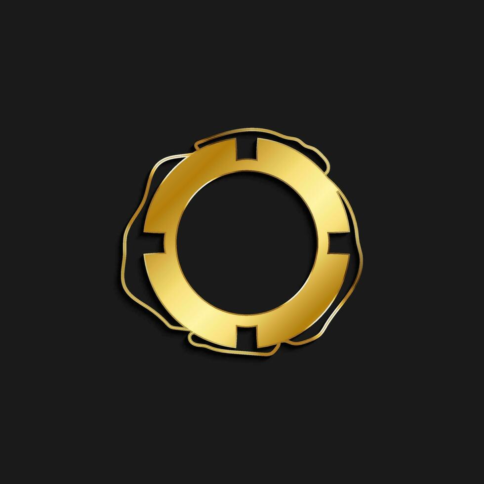 life, preserver, icon gold icon. Vector illustration of golden style on dark background