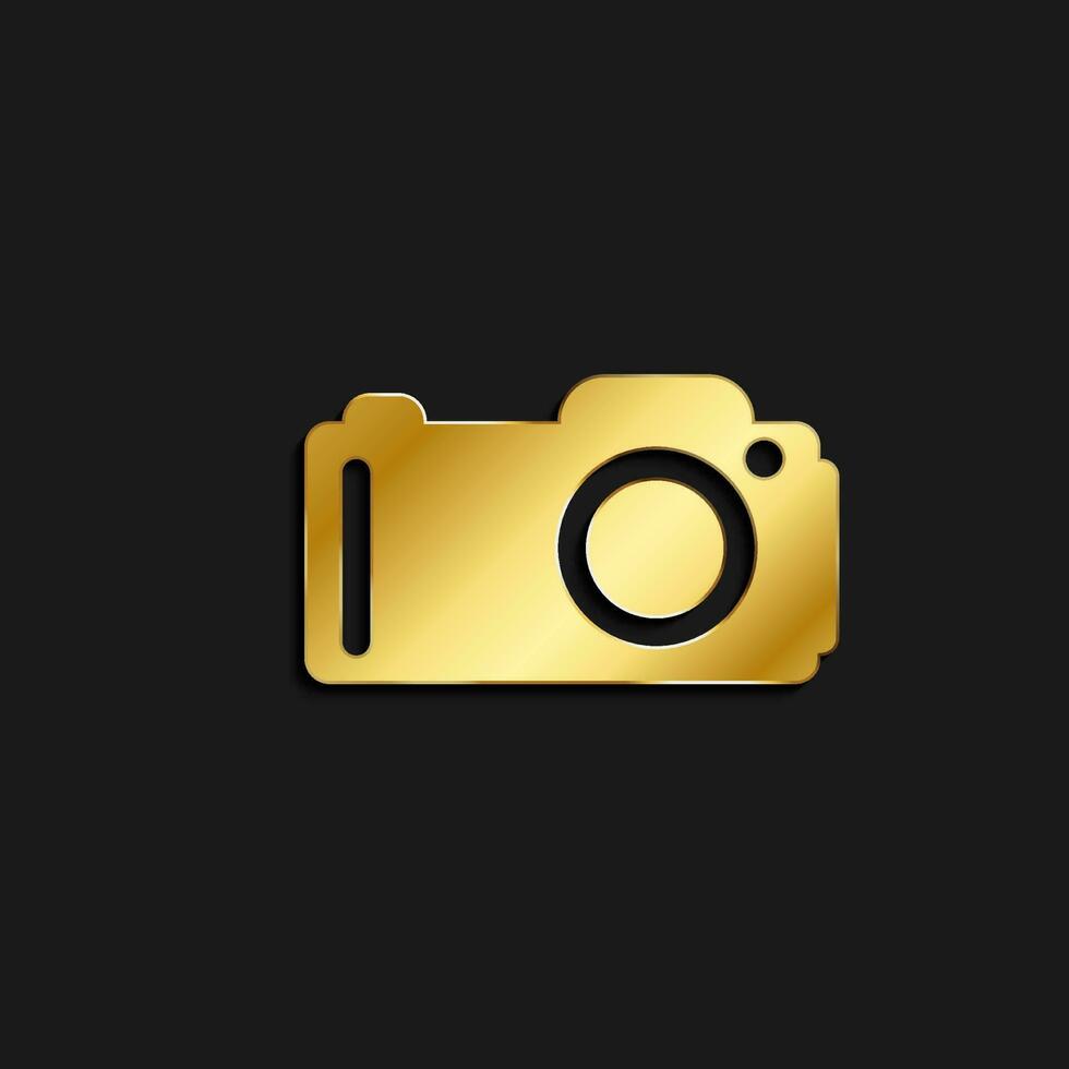 cámara, foto, icono oro icono. vector ilustración de dorado estilo en oscuro antecedentes