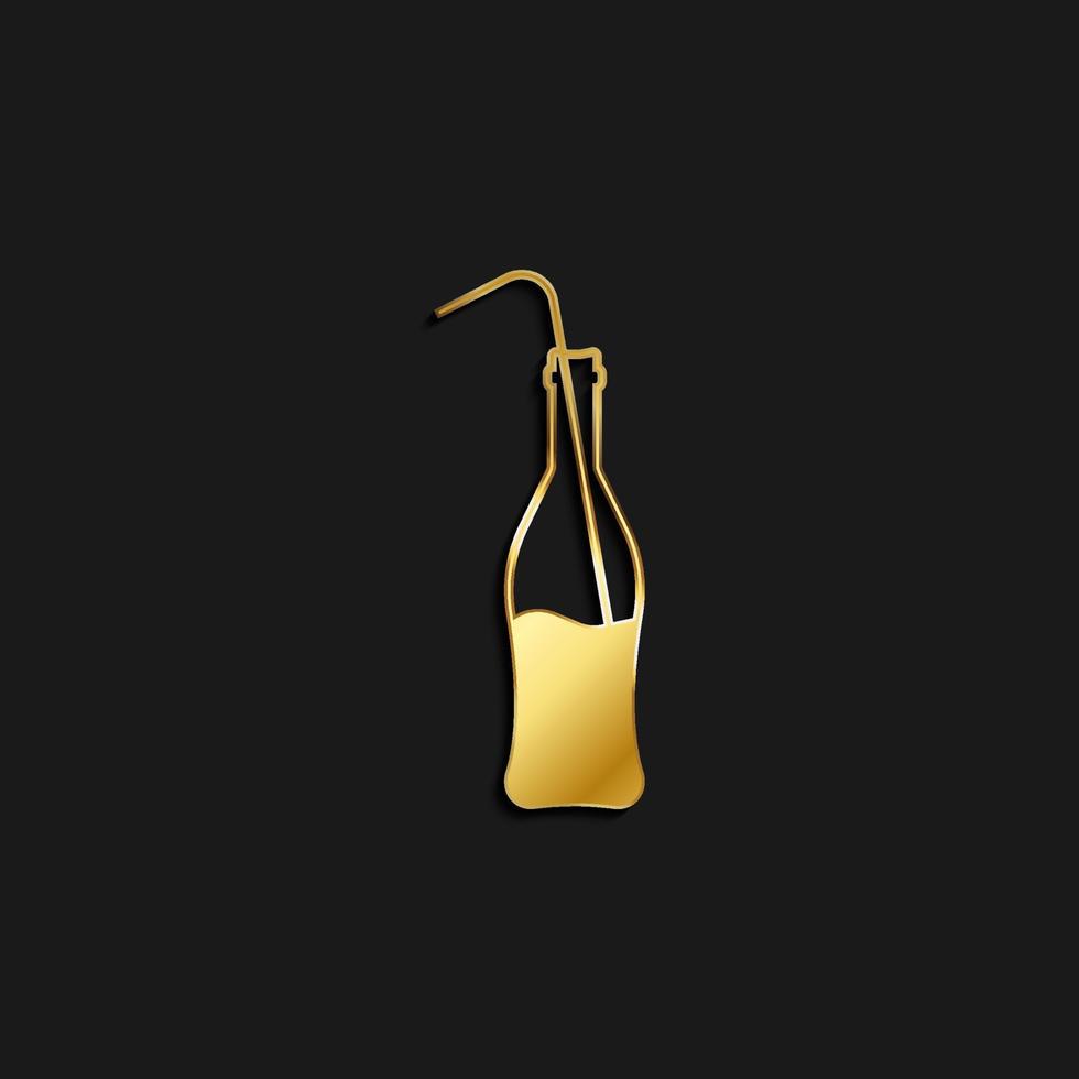 Summer, drink, icon gold icon. Vector illustration of golden style on dark background