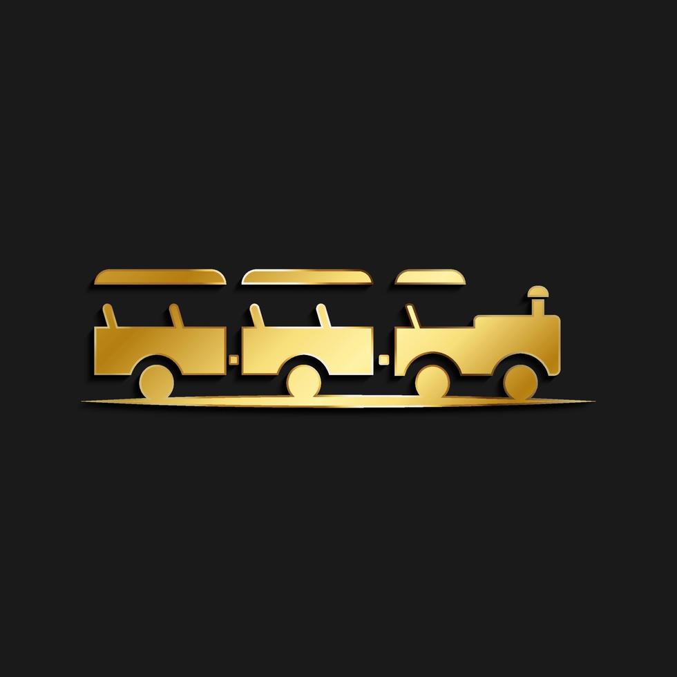 viajar, trígono, icono oro icono. vector ilustración de dorado estilo en oscuro antecedentes