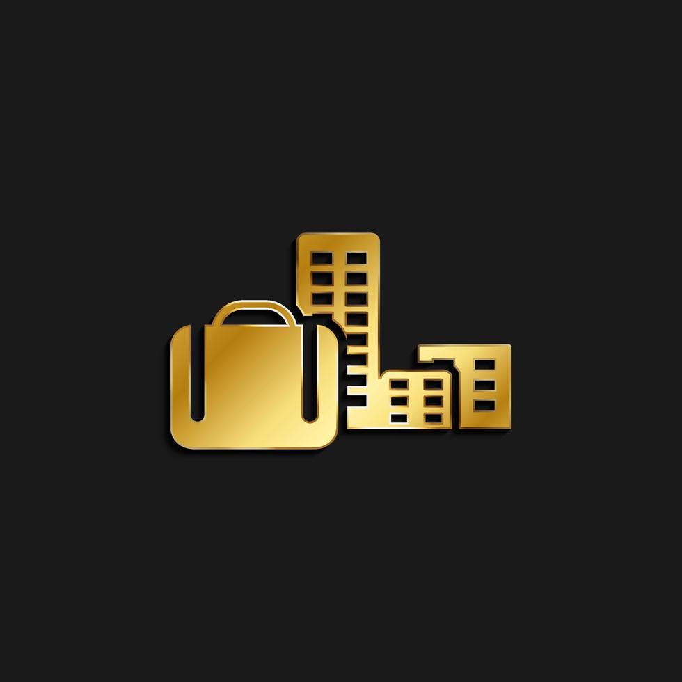 Travel, bag, icon gold icon. Vector illustration of golden style on dark background