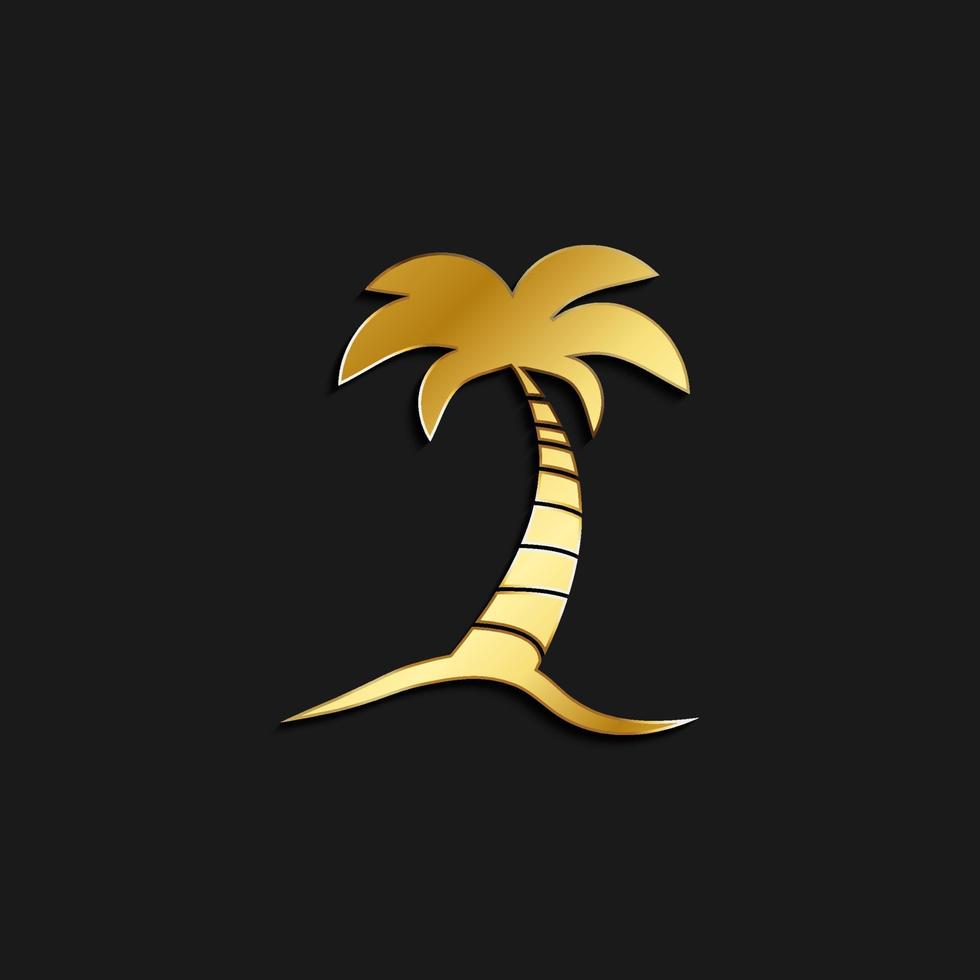 palmera, icono oro icono. vector ilustración de dorado estilo en oscuro antecedentes