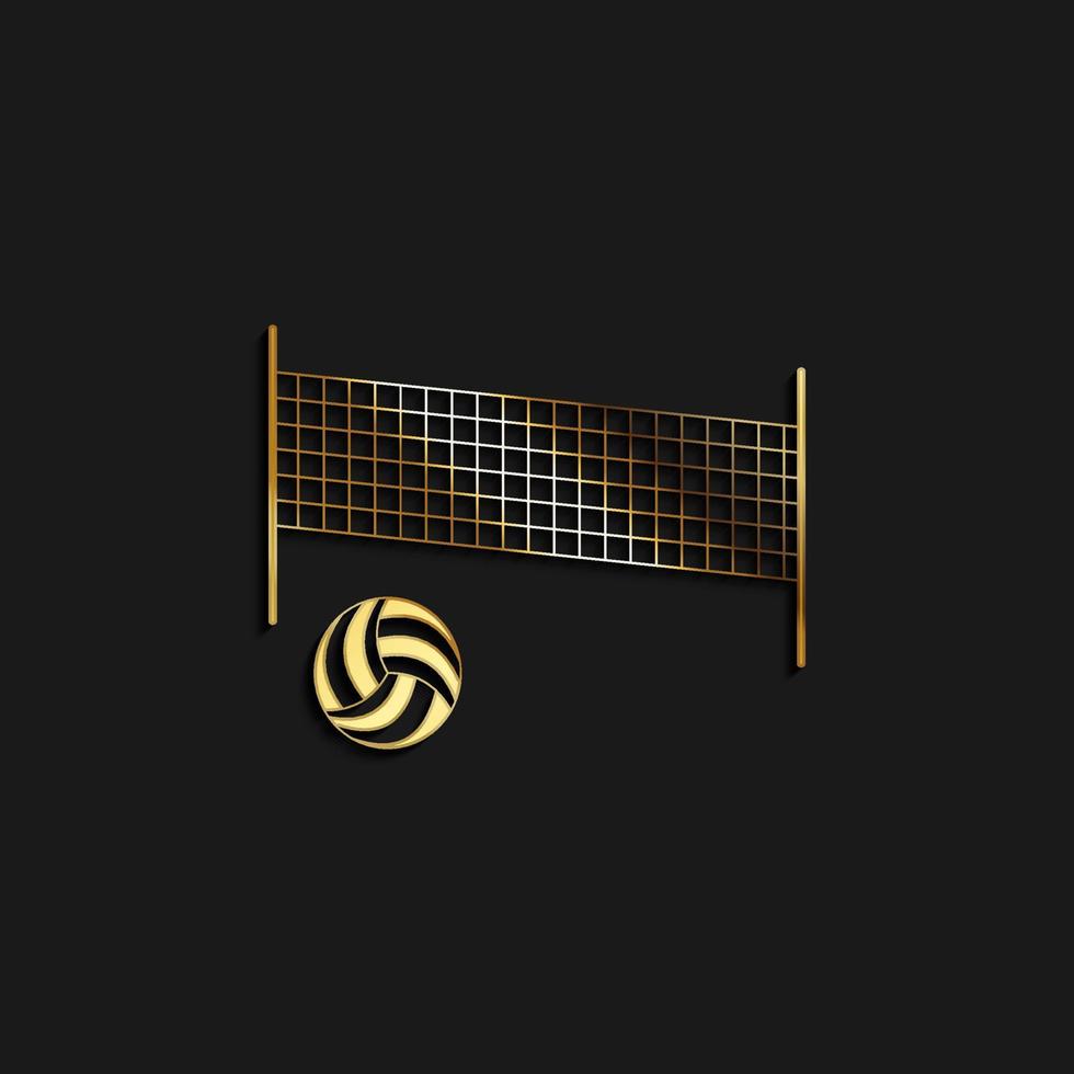 arena, vóleibol, playa, icono oro icono. vector ilustración de dorado estilo en oscuro antecedentes