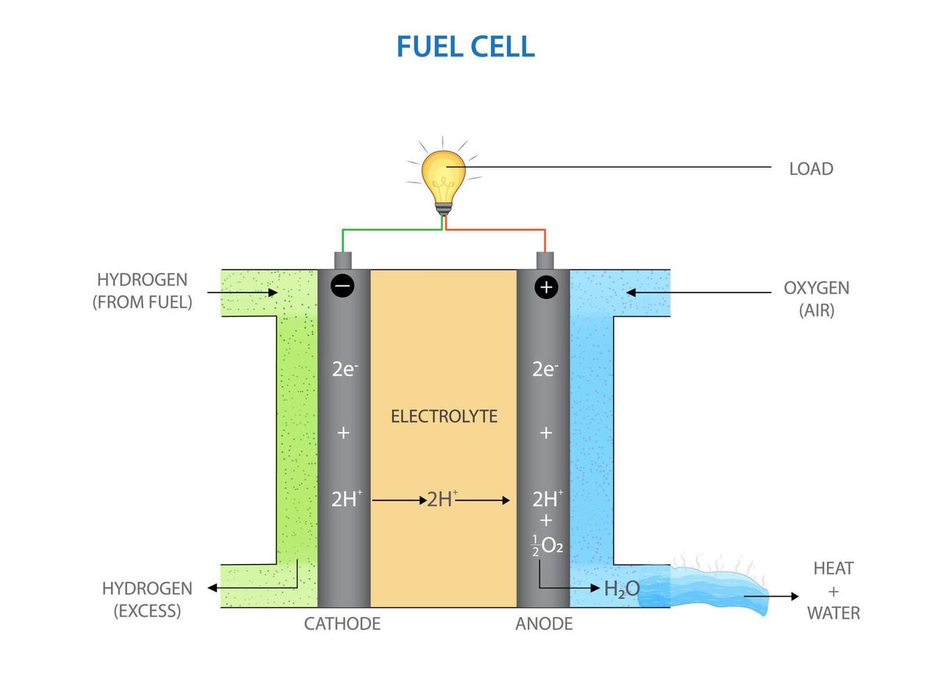 hidrógeno oxígeno combustible célula vector