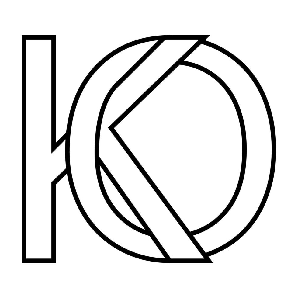 logo firmar ko OK, icono doble letras logotipo o k vector