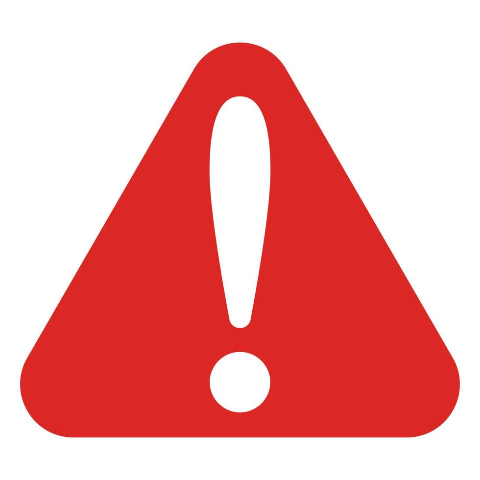Icon error red triangle, digital button, alert warning caution sticker vector
