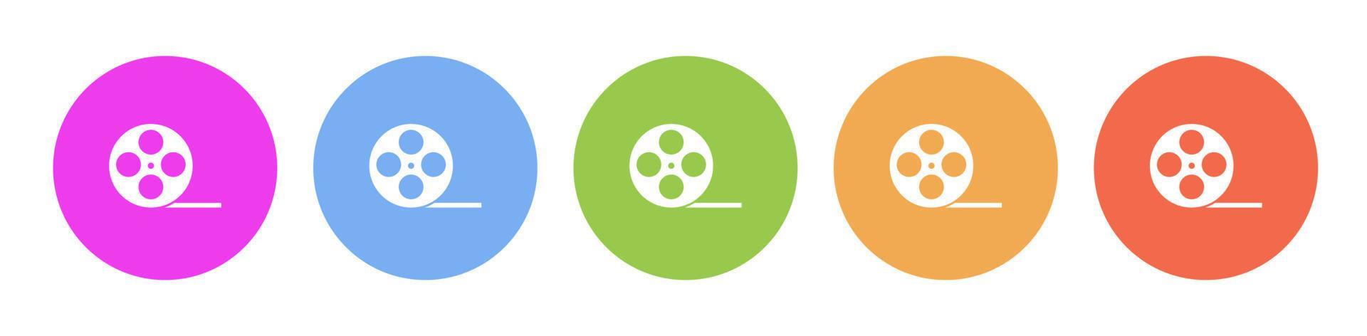 Multi colored icon tape film. Button banner round badge interface for ...