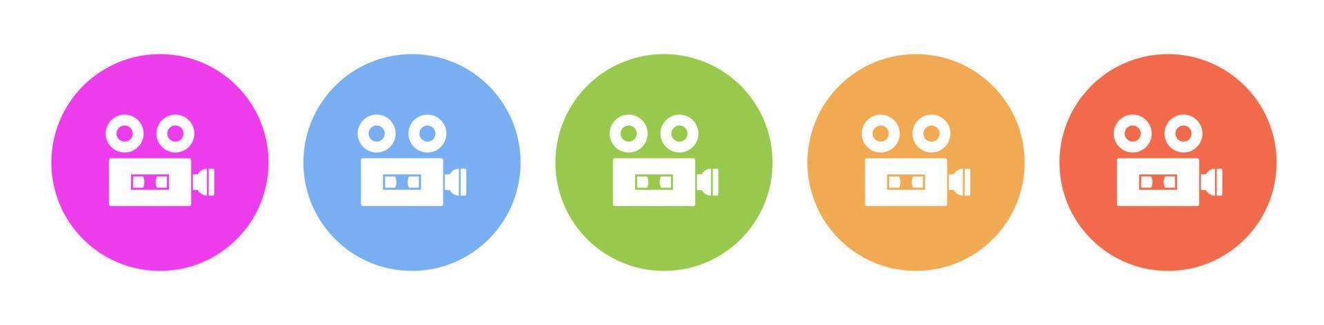 Multi colored icon video camera. Button banner round badge interface for application illustration on white background vector