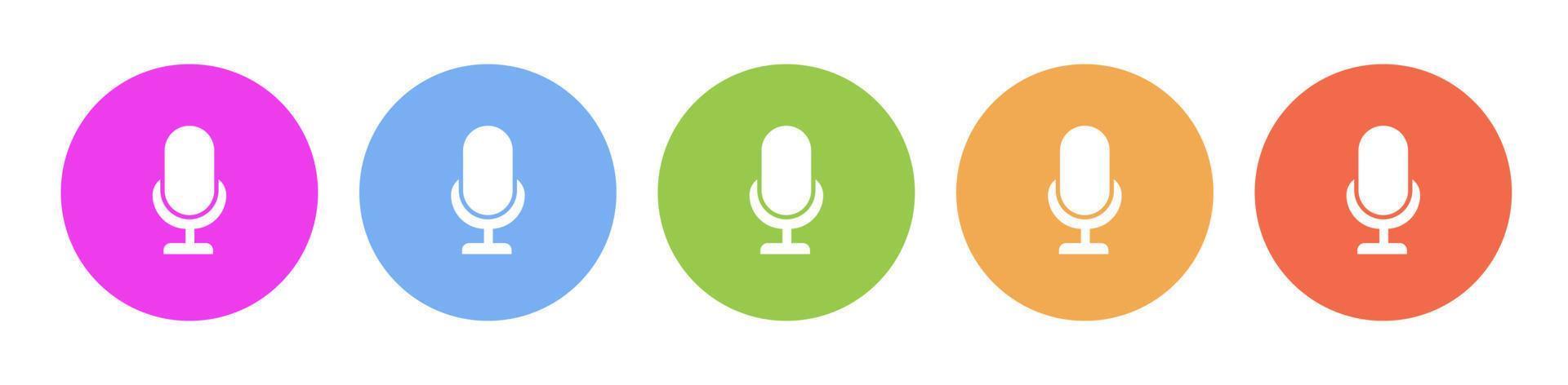 Multi colored icon microphone. Button banner round badge interface for application illustration on white background vector