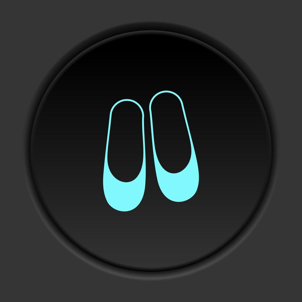 Dark button icon female pair of shoes. Button banner round badge interface for application illustration on darken background vector