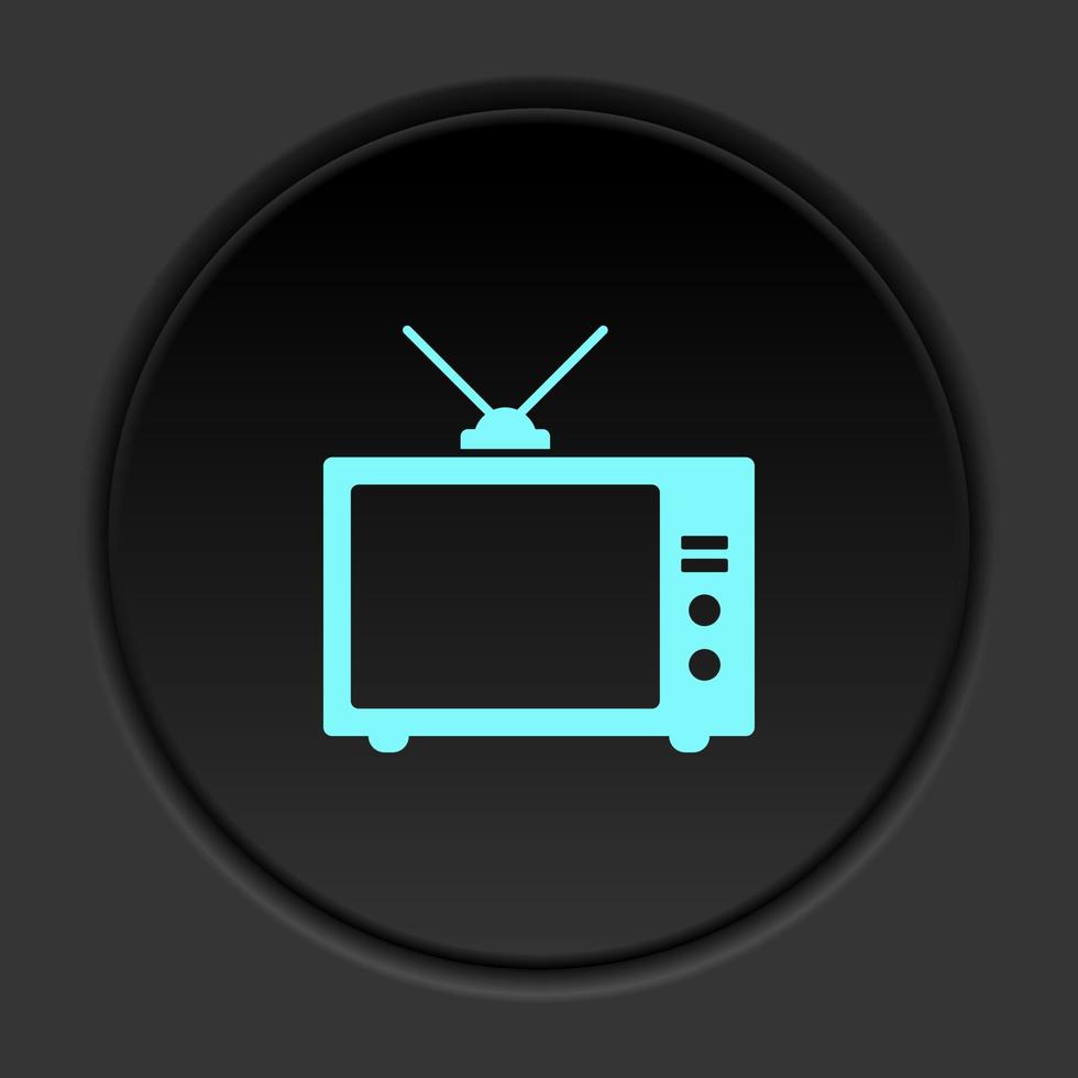 Dark button icon old tv. Button banner round badge interface for application illustration on darken background vector