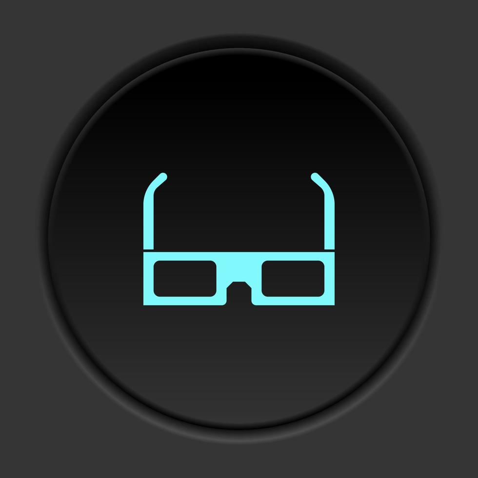 Dark button icon 3d cardboard glasses. Button banner round badge interface for application illustration on darken background vector
