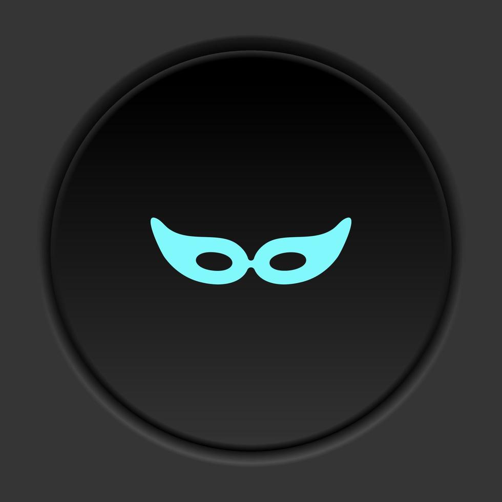 Dark button icon eye mask. Button banner round badge interface for application illustration on darken background vector