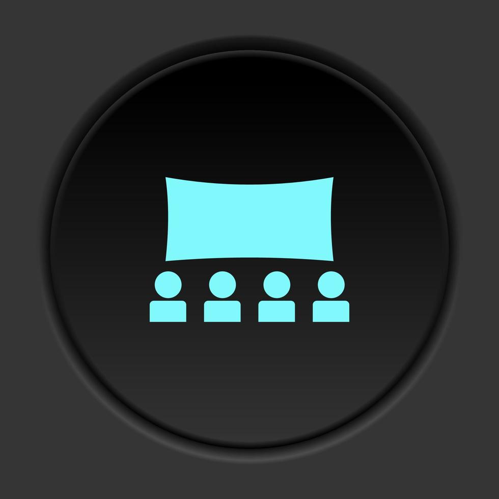 Dark button icon theater stage. Button banner round badge interface for application illustration on darken background vector