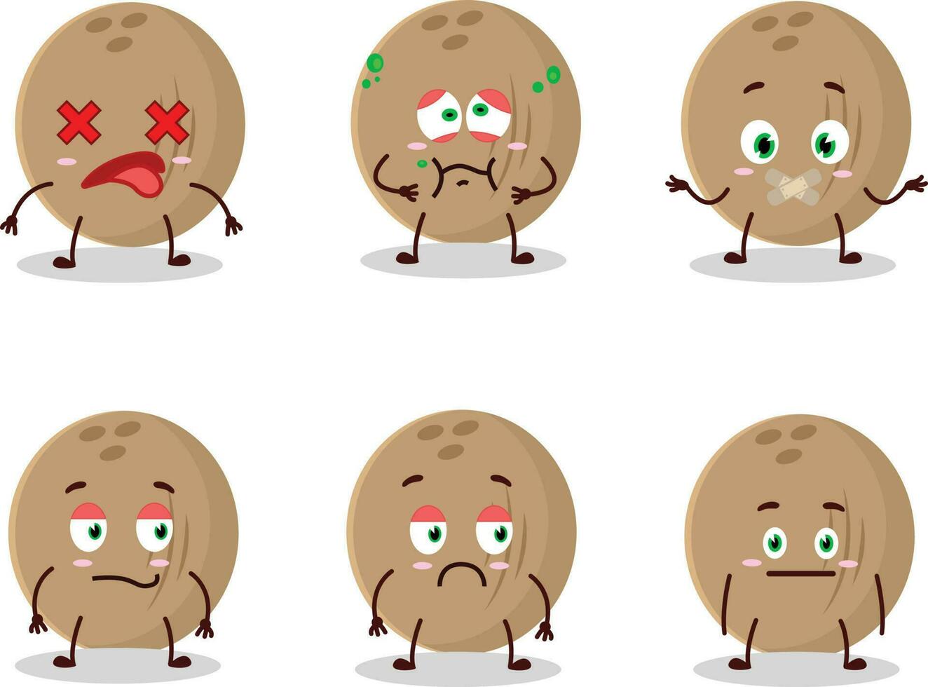 Brown coconut cartoon character with nope expression vector