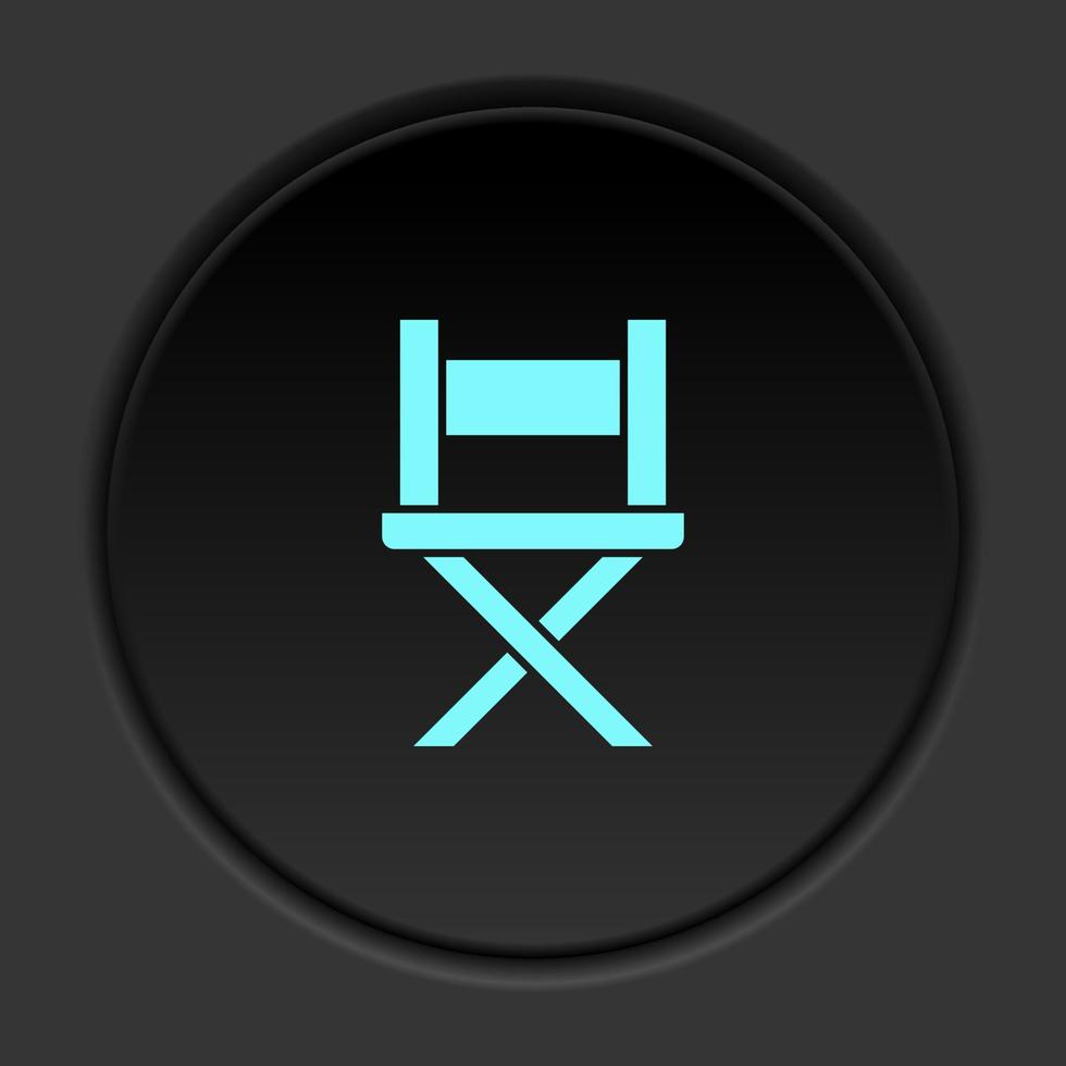 Dark button icon director's chair. Button banner round badge interface for application illustration on darken background vector