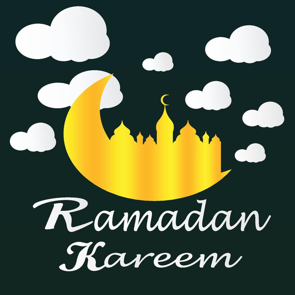 Ramadan Kareem poster background vector illustration design Greeting Card. Social Media post template Ramadhan Mubarak. Happy  Holy Ramadan. Month of fasting for Muslims