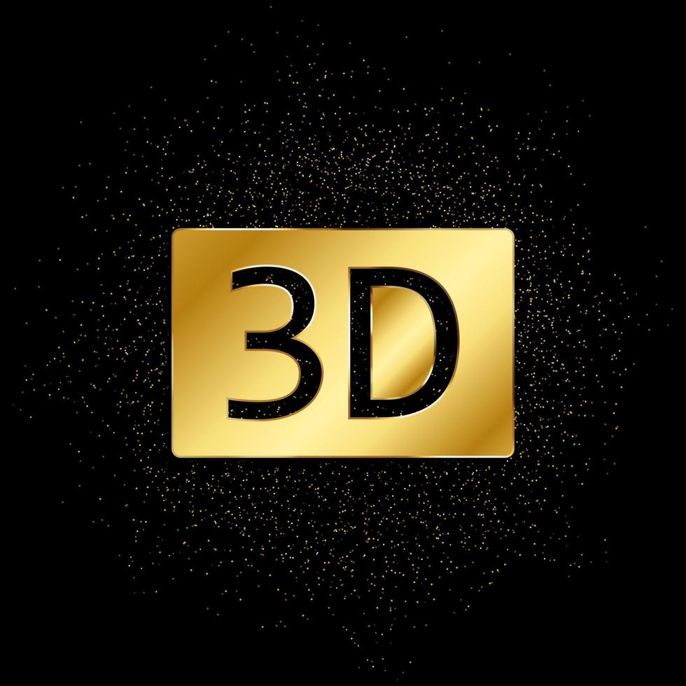 3d movie gold icon. Vector illustration of golden particle background. gold icon