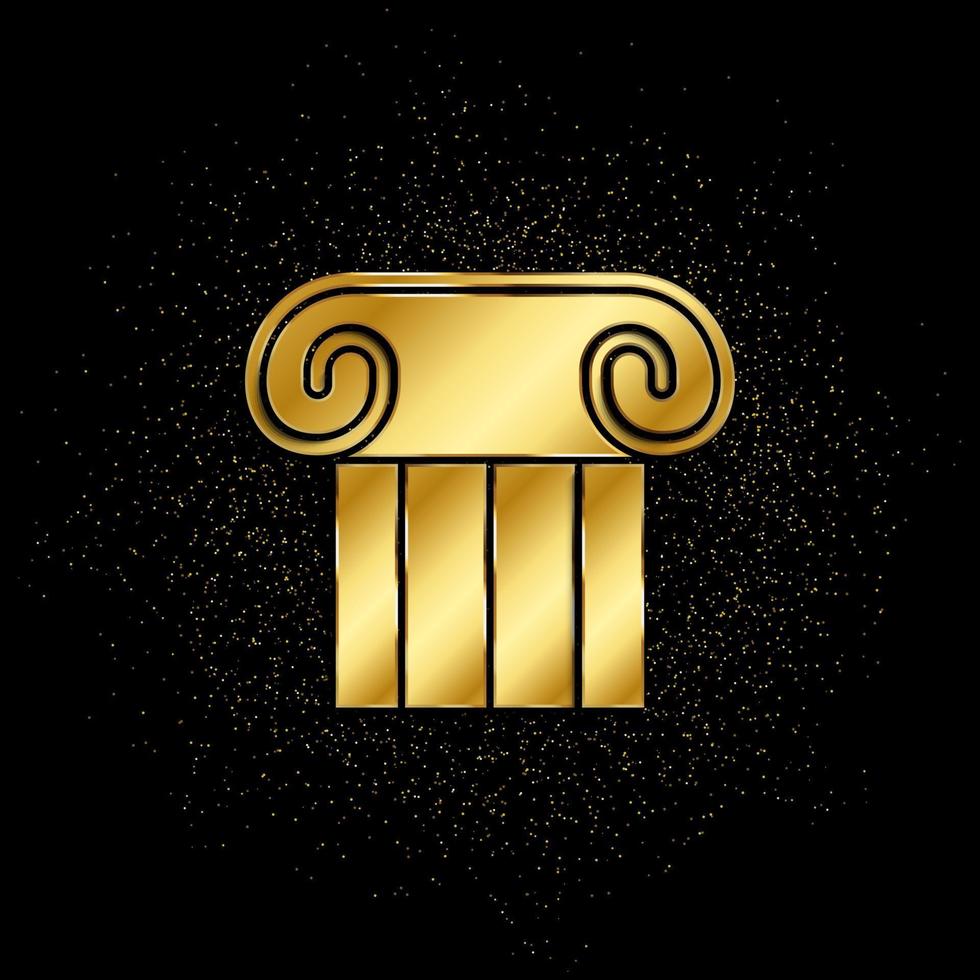 teatral columna oro icono. vector ilustración de dorado partícula antecedentes. oro icono