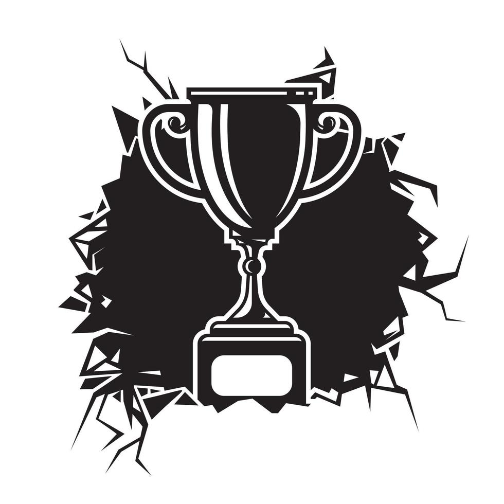 trophy cracked wall. trophy club graphic design logos or icons. vector illustration.