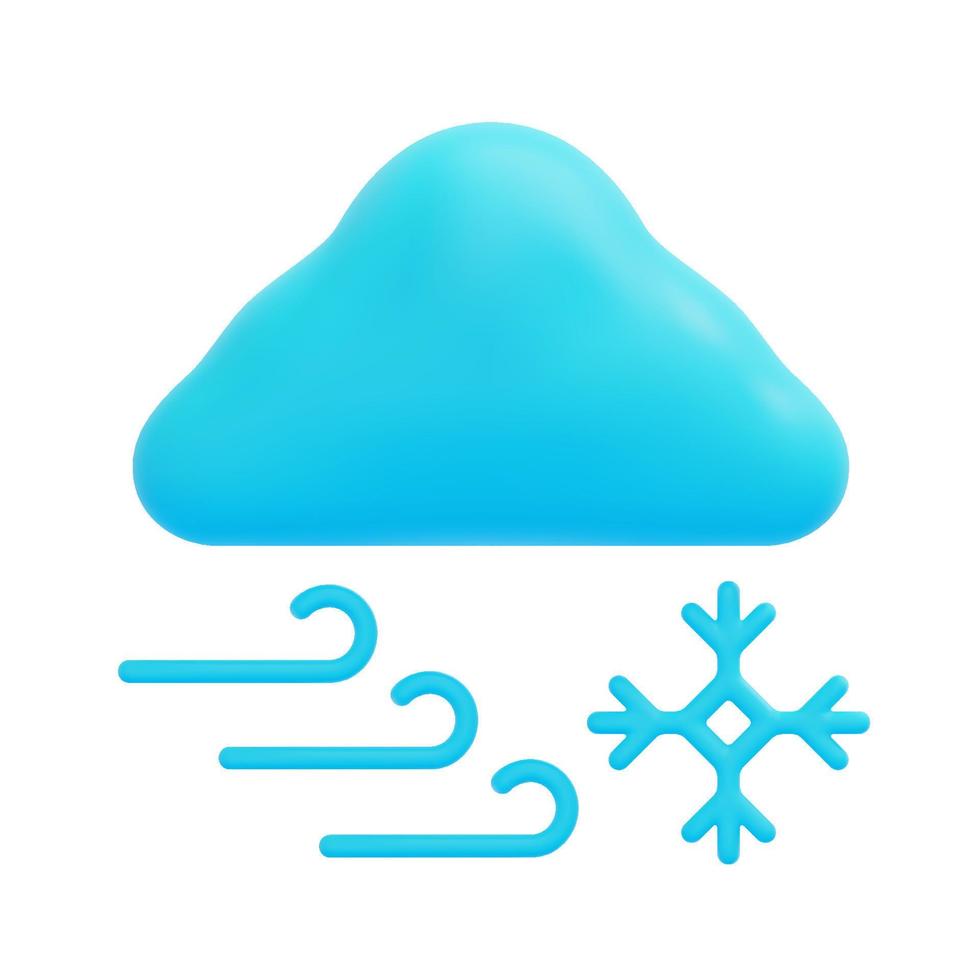 3d nube y copo de nieve icono vector. aislado en blanco antecedentes. 3d clima, meteorología, pronóstico y naturaleza concepto. dibujos animados mínimo estilo. 3d tormenta de nieve icono vector hacer ilustración.