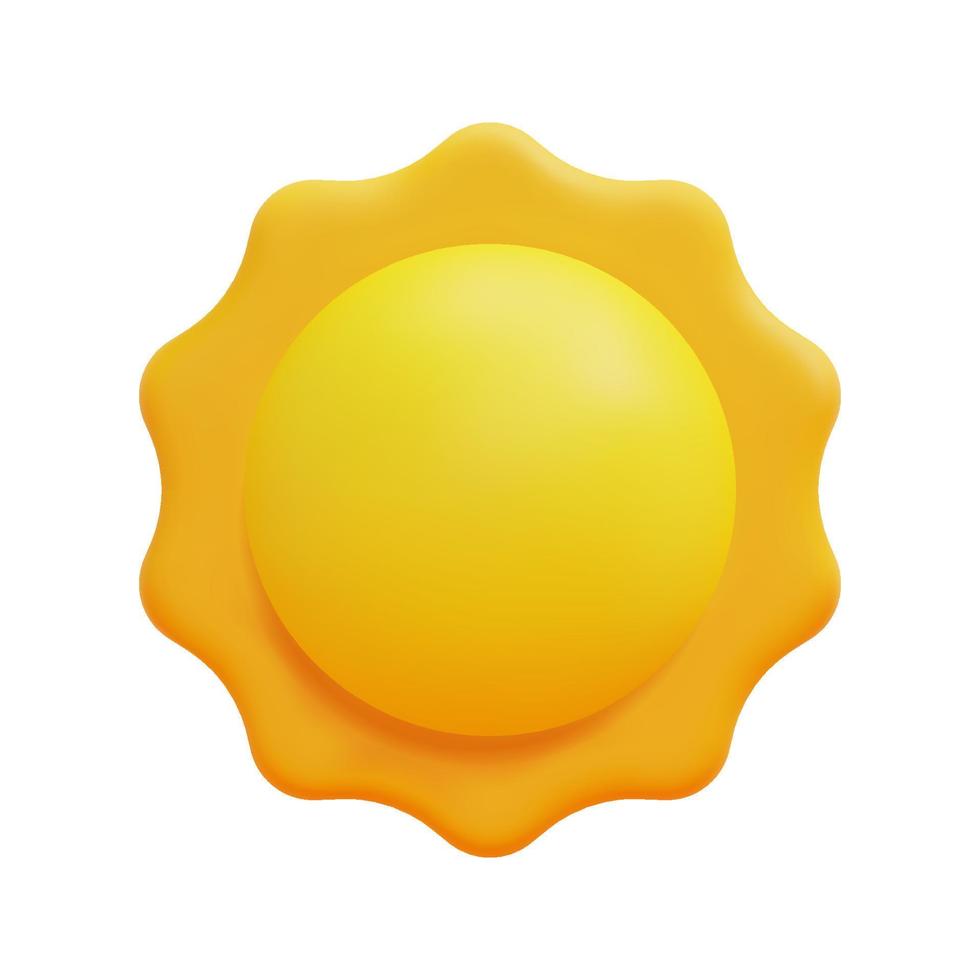 3d sun icon vector. Isolated on white background. 3d weather, meteorology, forecast and nature concept. Cartoon minimal style. 3d sunny icon vector render illustration.
