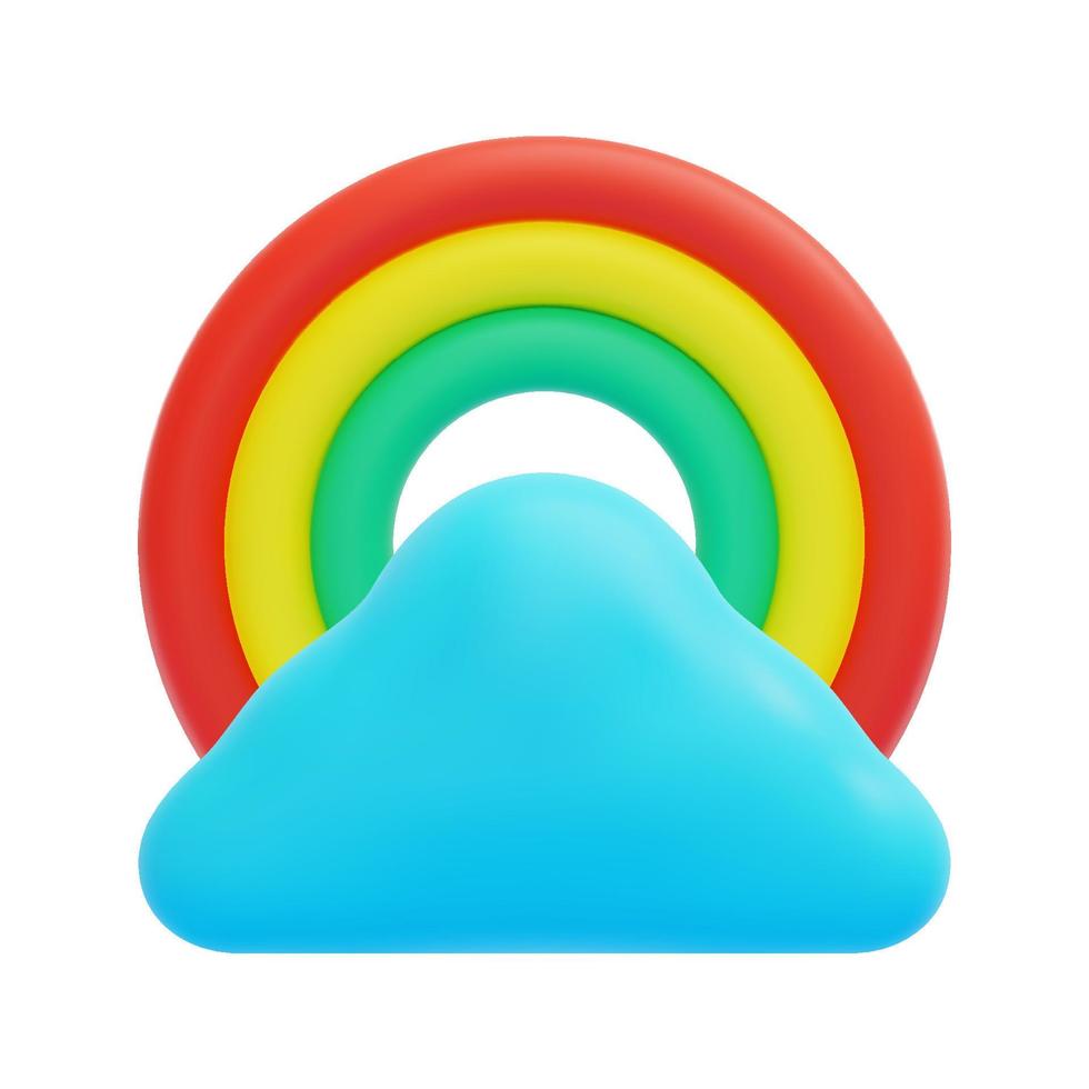 3d cloud and rainbow icon vector. Isolated on white background. 3d weather, meteorology, forecast and nature concept. Cartoon minimal style. 3d spectrum icon vector render illustration.