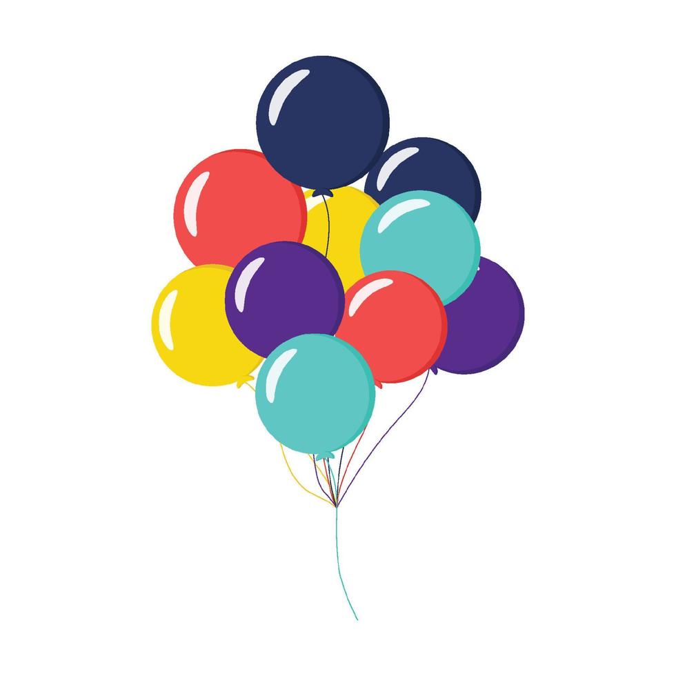 diseño plano de globos de colores sobre fondo blanco. ilustración vectorial vector