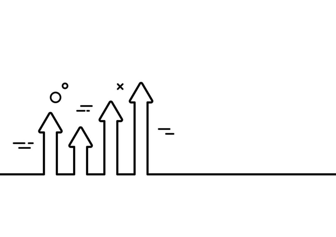 Continuous line drawing of growth arrows. Business concept. Vector illustration