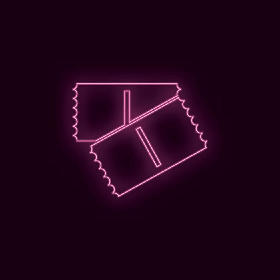 Tickets, neon, icon. Theater ruby color neon ui ux icon. Theater sign logo vector - Vector on white background