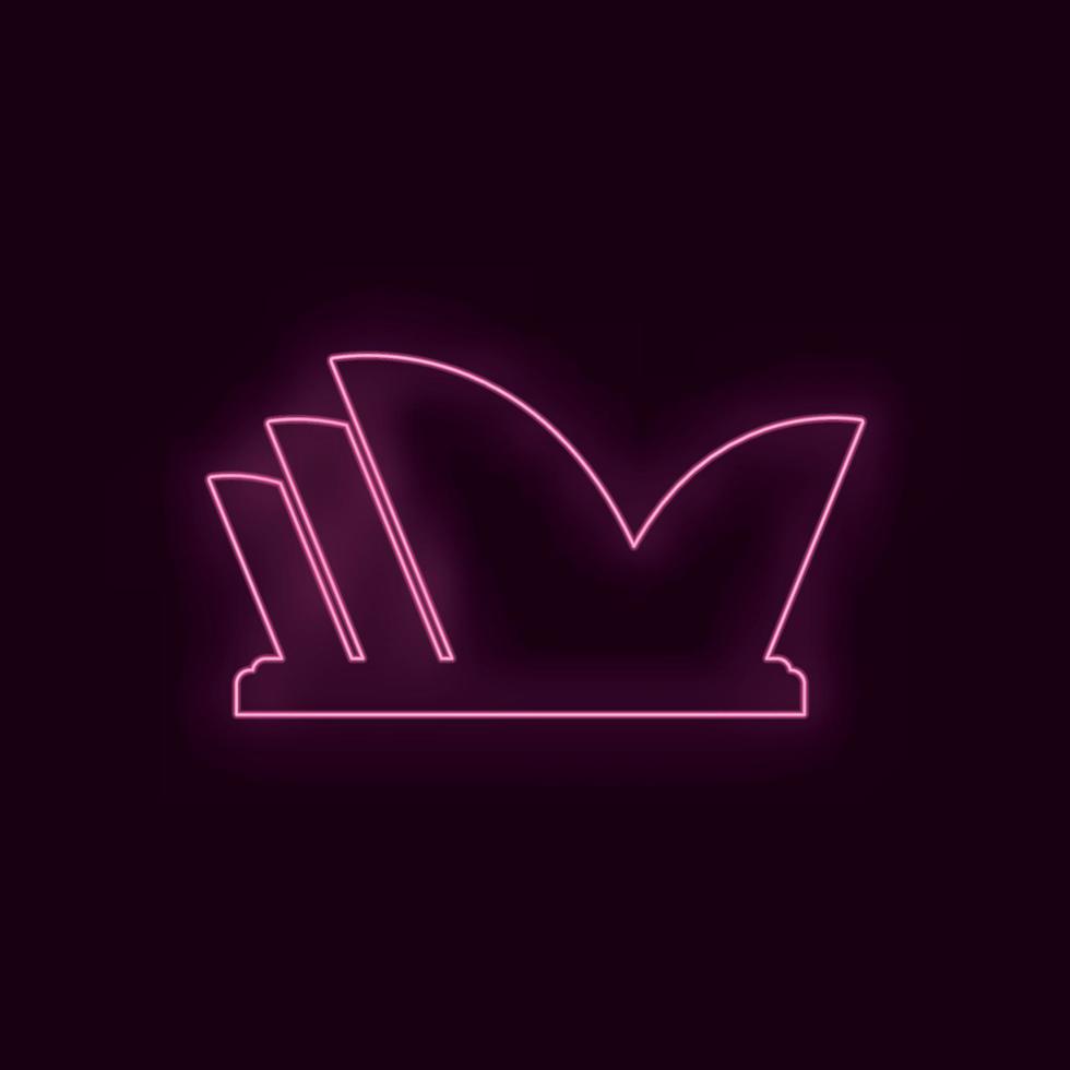 Sydney Opera House, neon, icon. Theater ruby color neon ui ux icon. Theater sign logo vector - Vector on white background