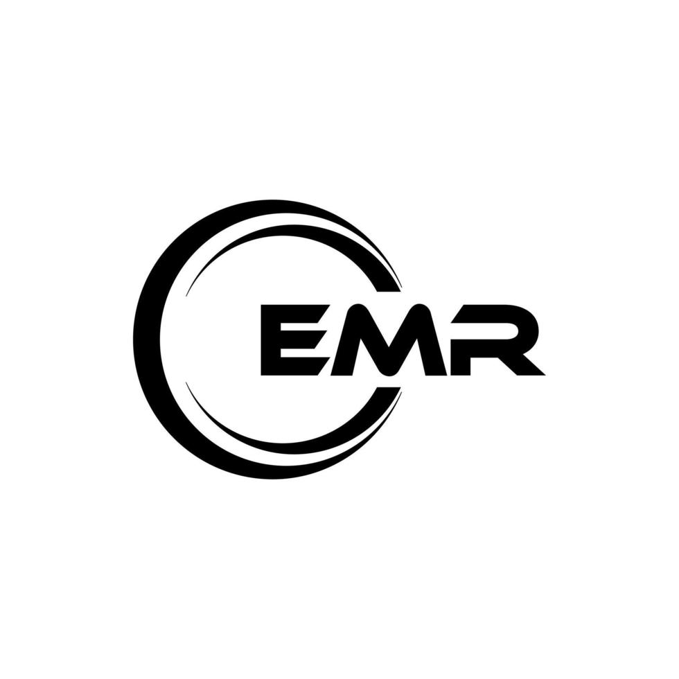 EMR letter logo design in illustration. Vector logo, calligraphy designs for logo, Poster, Invitation, etc.