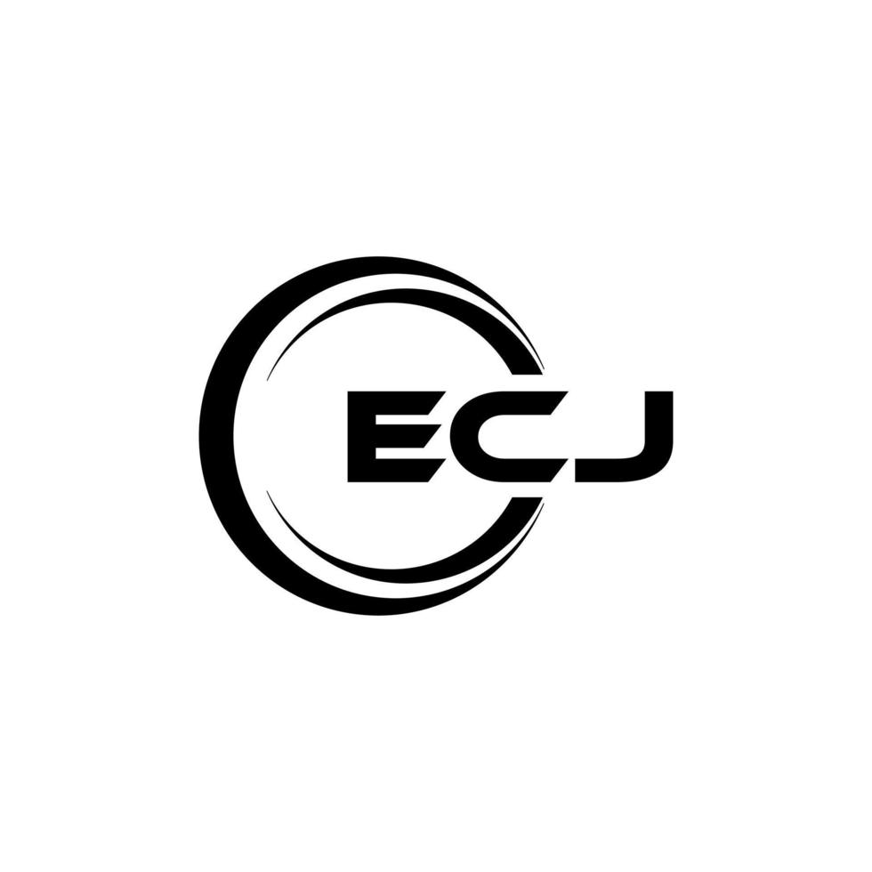 ECJ letter logo design in illustration. Vector logo, calligraphy designs for logo, Poster, Invitation, etc.