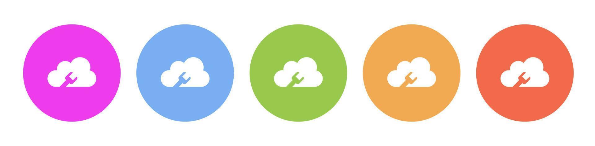 Dark button icon cloud tools options. Button banner round badge interface for application illustration on darken background vector