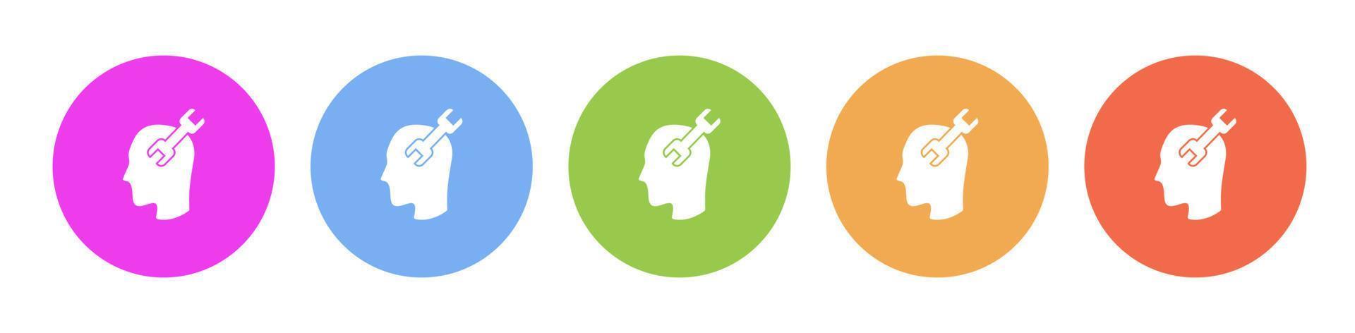 Dark button icon brain intelligence. Button banner round badge interface for application illustration on darken background vector