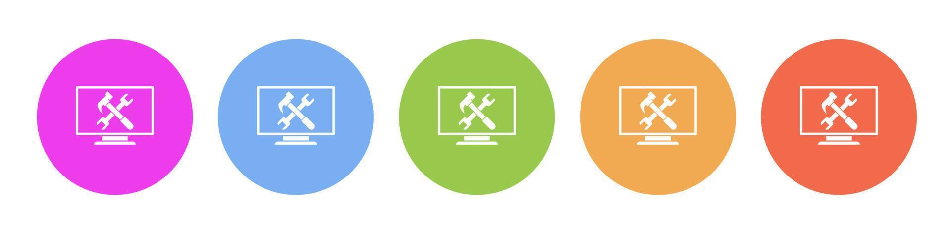 Dark button icon configuration desktop. Button banner round badge interface for application illustration on darken background vector