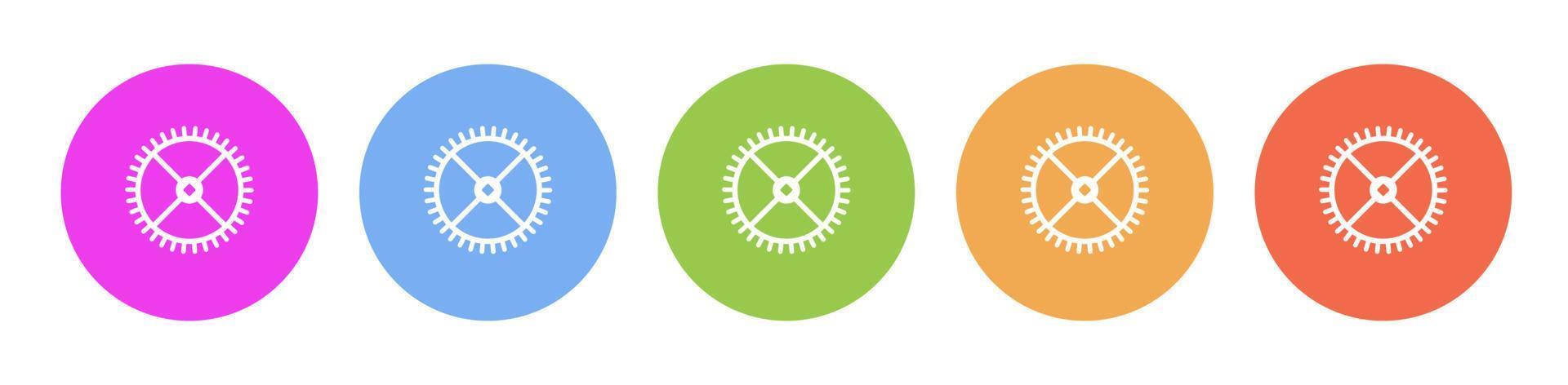 Dark button icon clock gear engine gear. Button banner round badge interface for application illustration on darken background vector