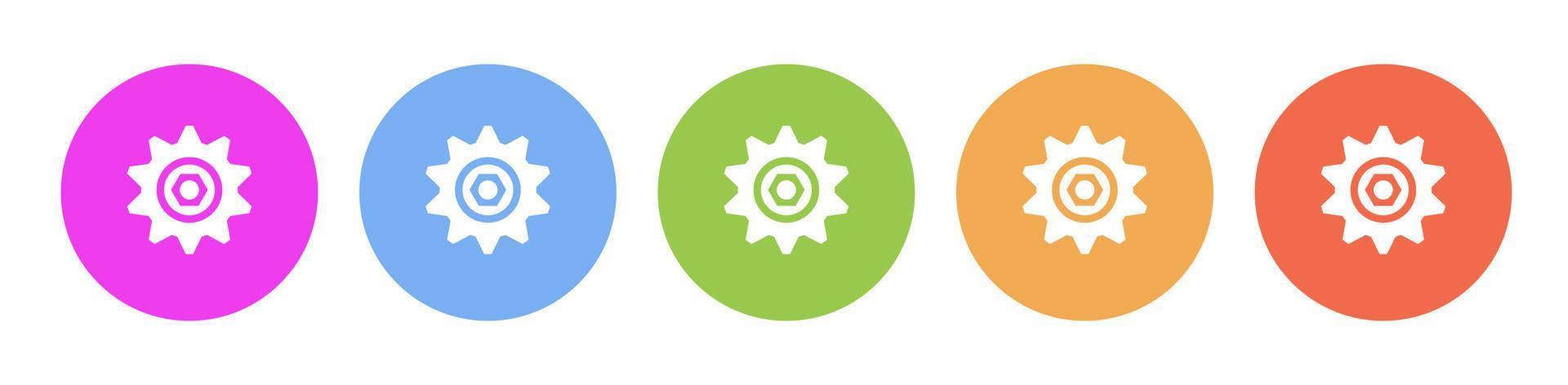 Dark button icon cog cogwheel. Button banner round badge interface for application illustration on darken background vector