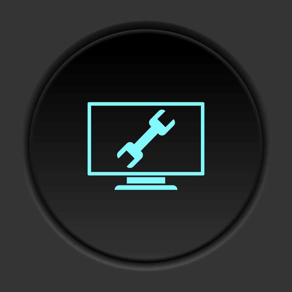 Dark button icon configuration desktop. Button banner round badge