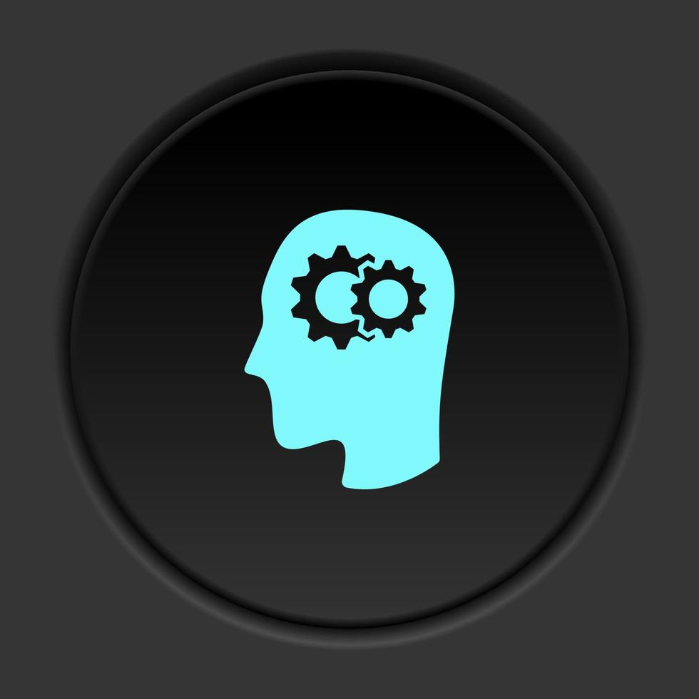 Dark button icon brain innovation. Button banner round badge interface for application illustration on darken background vector
