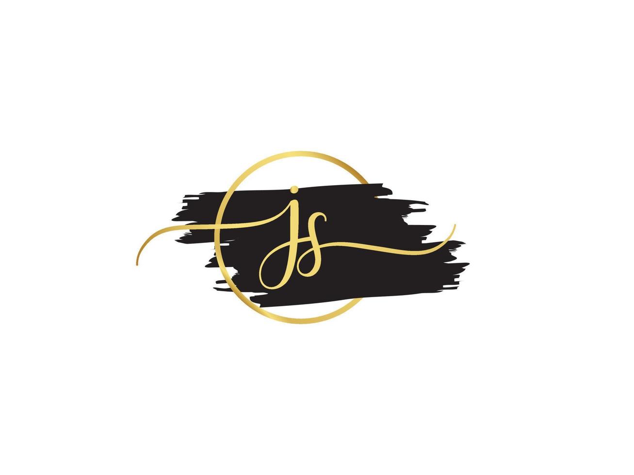 Monogram Js Signature Logo, Luxury JS Brush And Golden Signature logo vector